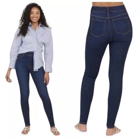 NWT Spanx Ankle Skinny Midnight Shade Dark Blue Pull On Jeans Size 1X‎